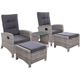 darrahopens Furniture > Outdoor Gardeon Outdoor Patio Furniture Recliner Chairs Table Setting Wicker Lounge 5pc Grey