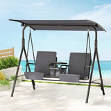 Darrahopens Furniture > Outdoor Gardeon Outdoor Patio Swing Chair 2 Seater Canopy Table Top Cup Holder Black