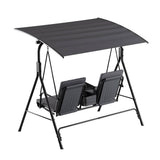 Darrahopens Furniture > Outdoor Gardeon Outdoor Patio Swing Chair 2 Seater Canopy Table Top Cup Holder Black