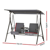 Darrahopens Furniture > Outdoor Gardeon Outdoor Patio Swing Chair 2 Seater Canopy Table Top Cup Holder Black