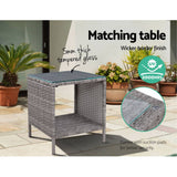 darrahopens Furniture > Outdoor Gardeon Outdoor Setting Recliner Chair Table Set Wicker lounge Patio Furniture Grey