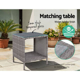 darrahopens Furniture > Outdoor Gardeon Outdoor Setting Recliner Chair Table Set Wicker lounge Patio Furniture Grey