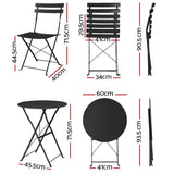 Darrahopens Furniture > Outdoor Gardeon Outdoor Setting Table and Chairs Folding Patio Furniture Bistro Set