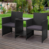 darrahopens Furniture > Outdoor Gardeon Outdoor Setting Wicker Loveseat Birstro Set Patio Garden Furniture Black