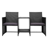 darrahopens Furniture > Outdoor Gardeon Outdoor Setting Wicker Loveseat Birstro Set Patio Garden Furniture Black