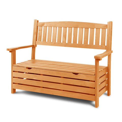 darrahopens Furniture > Outdoor Gardeon Outdoor Storage Bench Box Wooden Garden Chair 2 Seat Timber Furniture