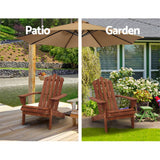 darrahopens Furniture > Outdoor Gardeon Outdoor Sun Lounge Beach Chairs Table Setting Wooden Adirondack Patio Brown Chair