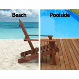 darrahopens Furniture > Outdoor Gardeon Outdoor Sun Lounge Beach Chairs Table Setting Wooden Adirondack Patio Brown Chair