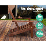 darrahopens Furniture > Outdoor Gardeon Outdoor Sun Lounge Beach Chairs Table Setting Wooden Adirondack Patio Brown Chair