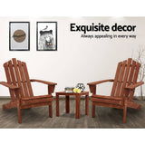 darrahopens Furniture > Outdoor Gardeon Outdoor Sun Lounge Beach Chairs Table Setting Wooden Adirondack Patio Chair Brown