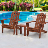 darrahopens Furniture > Outdoor Gardeon Outdoor Sun Lounge Beach Chairs Table Setting Wooden Adirondack Patio Chair Brown