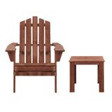 darrahopens Furniture > Outdoor Gardeon Outdoor Sun Lounge Beach Chairs Table Setting Wooden Adirondack Patio Chair Brown