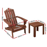 darrahopens Furniture > Outdoor Gardeon Outdoor Sun Lounge Beach Chairs Table Setting Wooden Adirondack Patio Chair Brown