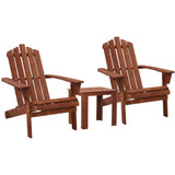 darrahopens Furniture > Outdoor Gardeon Outdoor Sun Lounge Beach Chairs Table Setting Wooden Adirondack Patio Chair Brown