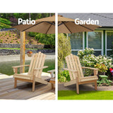 darrahopens Furniture > Outdoor Gardeon Outdoor Sun Lounge Beach Chairs Table Setting Wooden Adirondack Patio Chair Light Wood Tone
