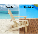 darrahopens Furniture > Outdoor Gardeon Outdoor Sun Lounge Beach Chairs Table Setting Wooden Adirondack Patio Chair Light Wood Tone