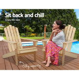 darrahopens Furniture > Outdoor Gardeon Outdoor Sun Lounge Beach Chairs Table Setting Wooden Adirondack Patio Chair Light Wood Tone