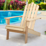 darrahopens Furniture > Outdoor Gardeon Outdoor Sun Lounge Beach Chairs Table Setting Wooden Adirondack Patio Chair Light Wood Tone