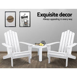 darrahopens Furniture > Outdoor Gardeon Outdoor Sun Lounge Beach Chairs Table Setting Wooden Adirondack Patio Chair White