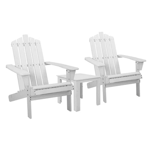darrahopens Furniture > Outdoor Gardeon Outdoor Sun Lounge Beach Chairs Table Setting Wooden Adirondack Patio Chair White