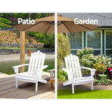 darrahopens Furniture > Outdoor Gardeon Outdoor Sun Lounge Beach Chairs Table Setting Wooden Adirondack Patio - White