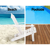 darrahopens Furniture > Outdoor Gardeon Outdoor Sun Lounge Beach Chairs Table Setting Wooden Adirondack Patio - White