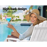 darrahopens Furniture > Outdoor Gardeon Outdoor Sun Lounge Beach Chairs Table Setting Wooden Adirondack Patio - White