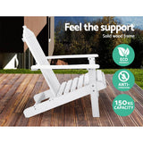 darrahopens Furniture > Outdoor Gardeon Outdoor Sun Lounge Beach Chairs Table Setting Wooden Adirondack Patio - White
