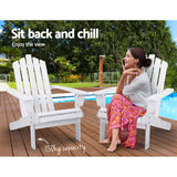 darrahopens Furniture > Outdoor Gardeon Outdoor Sun Lounge Beach Chairs Table Setting Wooden Adirondack Patio - White