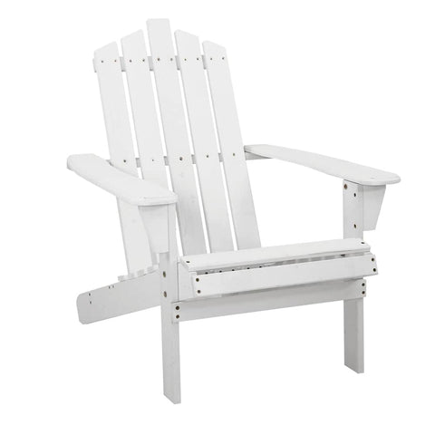 darrahopens Furniture > Outdoor Gardeon Outdoor Sun Lounge Beach Chairs Table Setting Wooden Adirondack Patio - White
