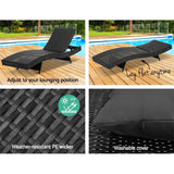 darrahopens Furniture > Outdoor Gardeon Outdoor Sun Lounge Setting Wicker Lounger Day Bed Rattan Patio Furniture Black