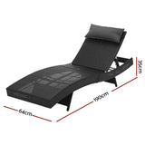 darrahopens Furniture > Outdoor Gardeon Outdoor Sun Lounge Setting Wicker Lounger Day Bed Rattan Patio Furniture Black