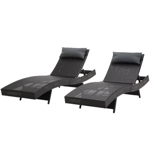 darrahopens Furniture > Outdoor Gardeon Outdoor Sun Lounge Setting Wicker Lounger Day Bed Rattan Patio Furniture Black