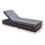 darrahopens Furniture > Outdoor Gardeon Outdoor Sun Lounge Wicker Lounger Setting Day Bed Chair Pool Furniture Rattan Sofa Cushion Garden Patio Grey Black