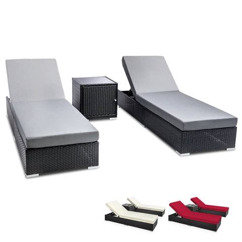 darrahopens Furniture > Outdoor Gardeon Outdoor Sun Lounge Wicker Lounger Setting Day Bed Chair Pool Furniture Rattan Sofa Cushion Garden Patio Grey Black
