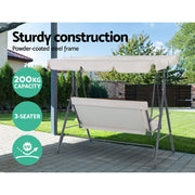 darrahopens Furniture > Outdoor Gardeon Outdoor Swing Chair Hammock 3 Seater Garden Canopy Bench Seat Backyard
