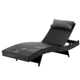 darrahopens Furniture > Outdoor Gardeon Outdoor Wicker Sun Lounge - Black