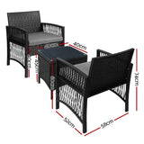 Darrahopens Furniture > Outdoor Gardeon Patio Furniture Outdoor Bistro Set Dining Chairs Setting 3 Piece Wicker