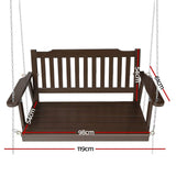 Darrahopens Furniture > Outdoor Gardeon Porch Swing Chair with Chain Garden Bench Outdoor Furniture Wooden Brown
