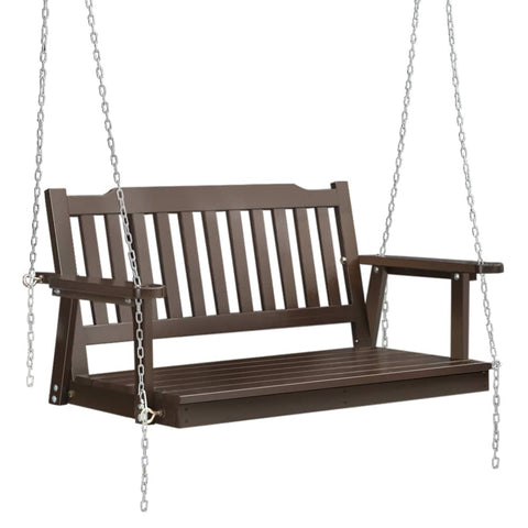 Darrahopens Furniture > Outdoor Gardeon Porch Swing Chair with Chain Garden Bench Outdoor Furniture Wooden Brown