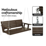 Darrahopens Furniture > Outdoor Gardeon Porch Swing Chair with Chain Outdoor Furniture 3 Seater Bench Wooden Brown
