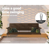 Darrahopens Furniture > Outdoor Gardeon Porch Swing Chair with Chain Outdoor Furniture 3 Seater Bench Wooden Brown