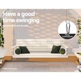 Darrahopens Furniture > Outdoor Gardeon Porch Swing Chair with Chain Outdoor Furniture 3 Seater Bench Wooden White