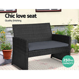 darrahopens Furniture > Outdoor Gardeon Rattan Furniture Outdoor Lounge Setting Wicker Dining Set w/Storage Cover Black