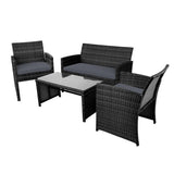 darrahopens Furniture > Outdoor Gardeon Rattan Furniture Outdoor Lounge Setting Wicker Dining Set w/Storage Cover Black