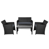 darrahopens Furniture > Outdoor Gardeon Rattan Furniture Outdoor Lounge Setting Wicker Dining Set w/Storage Cover Black