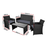 darrahopens Furniture > Outdoor Gardeon Rattan Furniture Outdoor Lounge Setting Wicker Dining Set w/Storage Cover Black