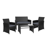 darrahopens Furniture > Outdoor Gardeon Rattan Furniture Outdoor Lounge Setting Wicker Dining Set w/Storage Cover Black