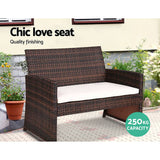 darrahopens Furniture > Outdoor Gardeon Rattan Furniture Outdoor Lounge Setting Wicker Dining Set w/Storage Cover Brown