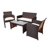 darrahopens Furniture > Outdoor Gardeon Rattan Furniture Outdoor Lounge Setting Wicker Dining Set w/Storage Cover Brown
